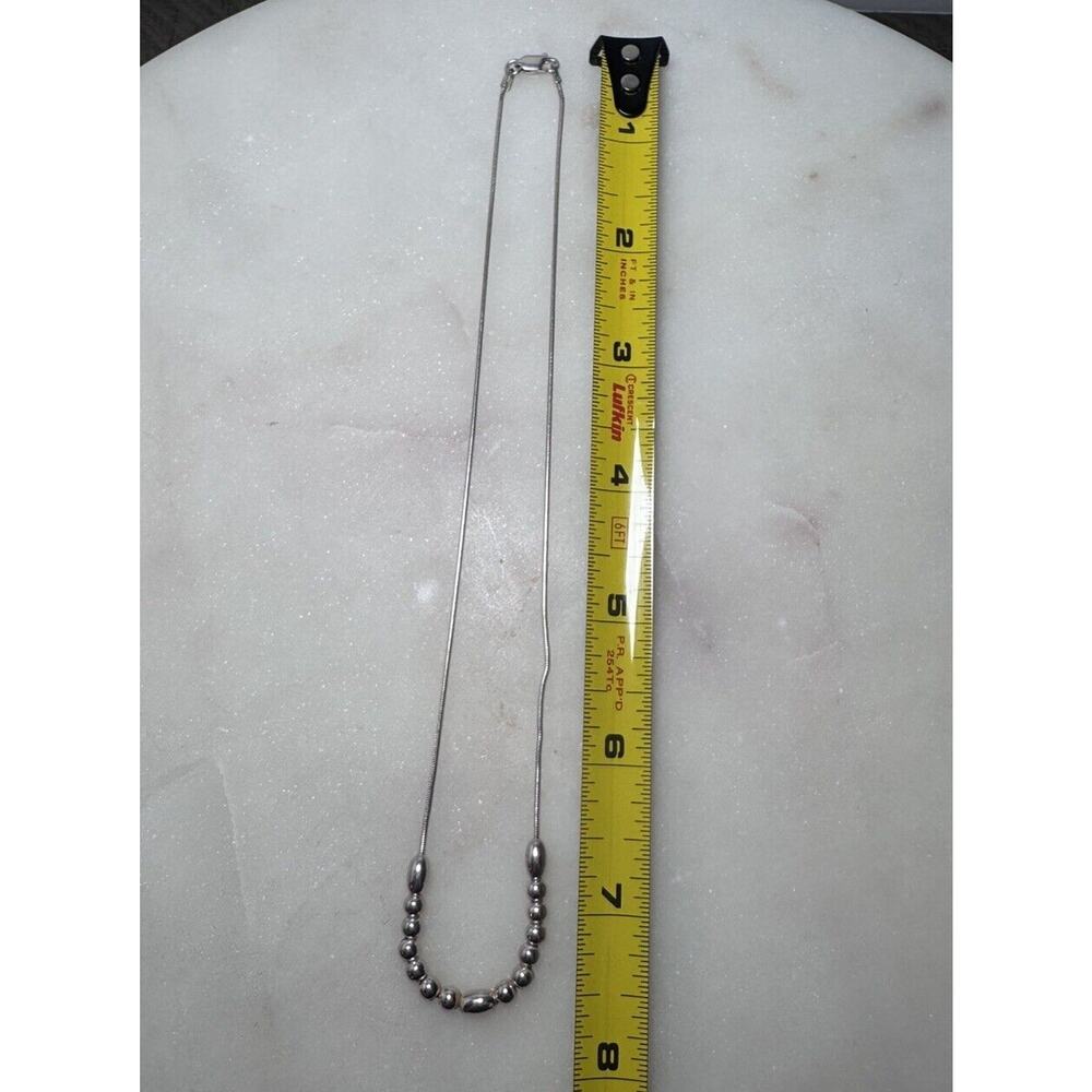 Sterling Silver 925 Floating Beads Necklace Delicate Dainty - Picture 3 of 3